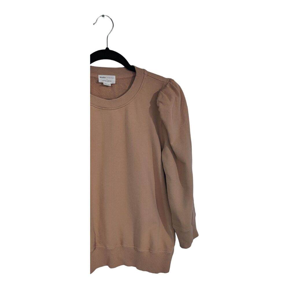 Studio Collection By David Lerner Top Sweatshirt Tan 3/4 Sleeve Waist Length M - Picture 4 of 8
